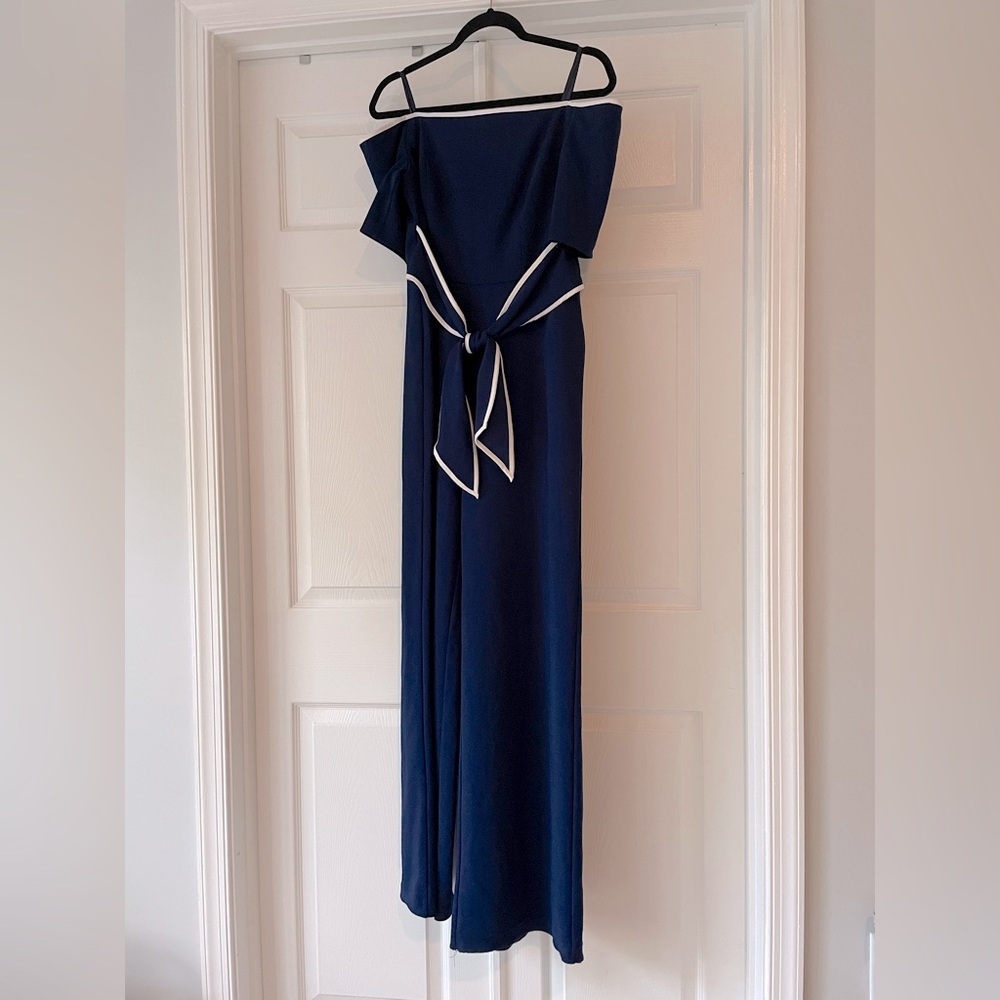 Elegant Navy Off-Shoulder Jumpsuit
